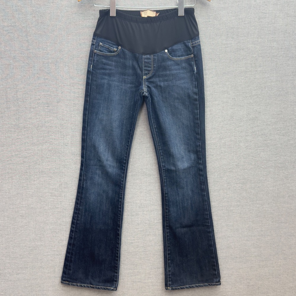 PAIGE Dark Blue Maternity Bootcut Jeans